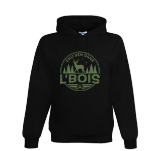 Hoodie noir logo kaki