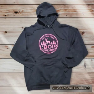 Hoodie noir logo rose