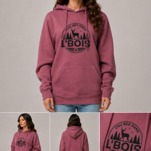 Hoodie Dusty-pink logo noir