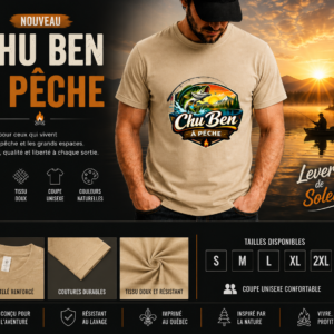 T-Shirt Chu Ben à Pêche Sable Lever Soleil — Chu Ben dans L'Bois