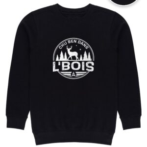 Crewneck Noir Chu Ben dans L'Bois avec logo blanc