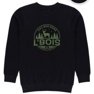 Crewneck Noir Chu Ben dans L'Bois avec logo kaki