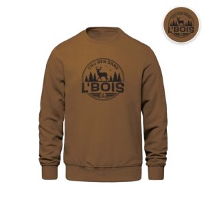 Crewneck Caramel Chu Ben dans L'Bois avec logo noir