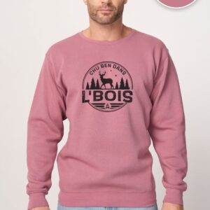 Crewneck Dusty Pink Chu Ben dans L'Bois avec logo noir