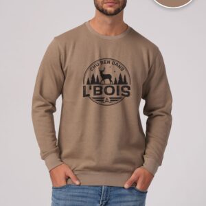 Crewneck Safari Chu Ben dans L'Bois avec logo noir