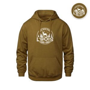Hoodie Caramel Chu Ben dans L'Bois avec logo blanc