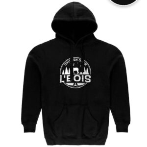 Hoodie Noir Chu Ben dans L'Bois avec logo blanc