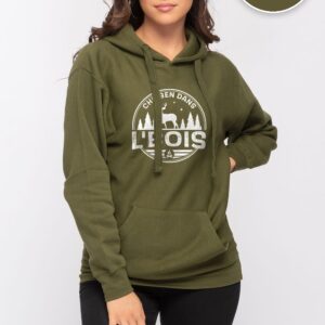 Hoodie Olive Chu Ben dans L'Bois avec logo blanc