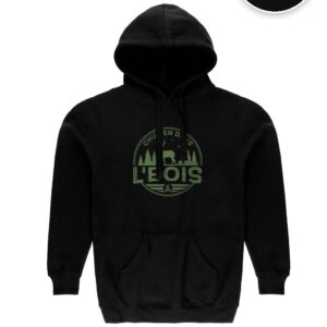 Hoodie Noir Chu Ben dans L'Bois avec logo kaki