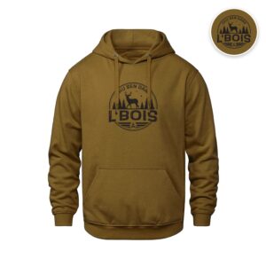 Hoodie Caramel Chu Ben dans L'Bois avec logo noir