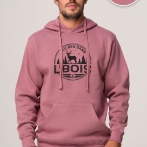 Hoodie Dusty Pink Chu Ben dans L'Bois avec logo noir