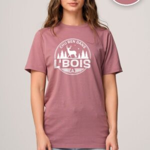 T-shirt Dusty Pink Chu Ben dans L'Bois avec logo blanc