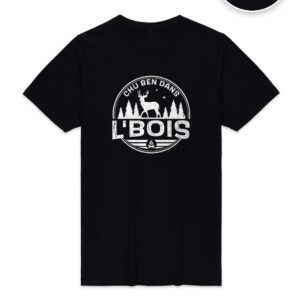 T-shirt Noir Chu Ben dans L'Bois avec logo blanc