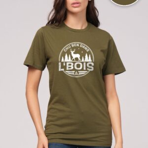 T-shirt Olive Chu Ben dans L'Bois avec logo blanc