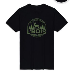 T-shirt Noir Chu Ben dans L'Bois avec logo kaki