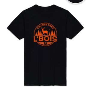 T-shirt Noir Chu Ben dans L'Bois avec logo orange