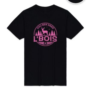 T-shirt Noir Chu Ben dans L'Bois avec logo rose