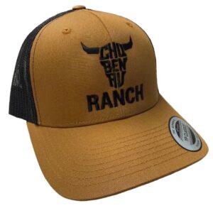 Casquette Chu Ben au Ranch — Caramel / maille noire, broderie noire