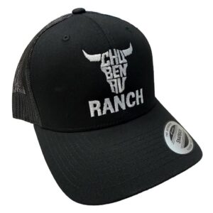 Casquette Chu Ben au Ranch — Noir / maille noire, broderie blanche