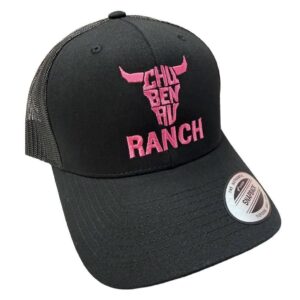Casquette Chu Ben au Ranch — Noir / maille noire, broderie rose