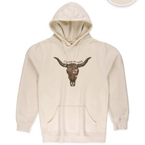 Hoodie Natural Chu Ben au Ranch, design Crâne Fleuri
