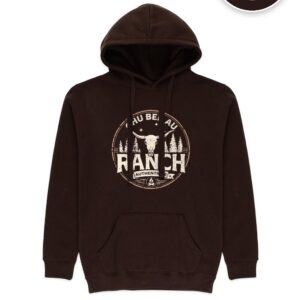 Hoodie Chocolate Chu Ben au Ranch, design Sceau Authentique