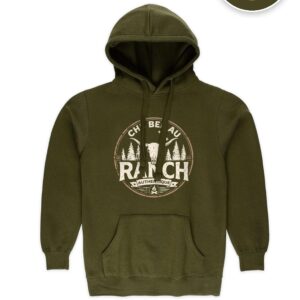 Hoodie Olive Chu Ben au Ranch, design Sceau Authentique
