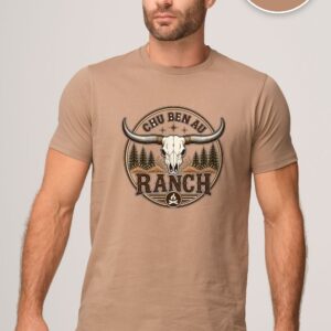 T-shirt Safari Chu Ben au Ranch, design Logo Principal