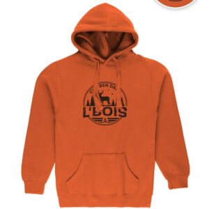 Hoodie Texas Orange Chu Ben dans L'Bois avec logo noir